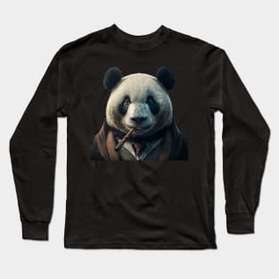 Mafia Panda With Cigarettes Long Sleeve T-Shirt